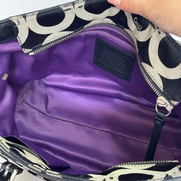 COACH GALLERY 19404M BLACK GRAY OP ART TOTE BAG SHOULDER PURSE - Picture 9 of 12